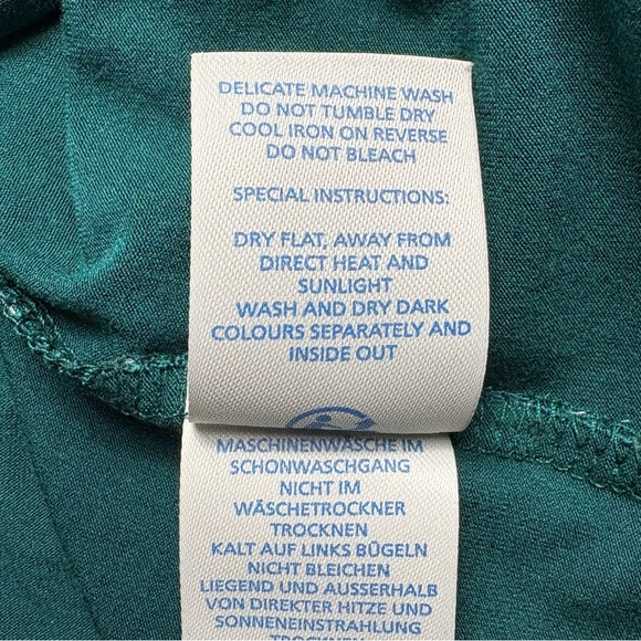 Boden Aubrey Jersey Knit Top Womens US 6 Chiffon Overlay Polka Dot Blouse Green - Picture 12 of 12